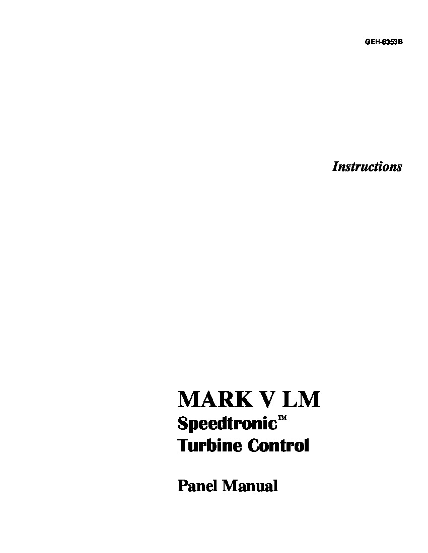 First Page Image of DS200TCQAG1A Mark V LM Speedtronic Turbine Control Manual.pdf